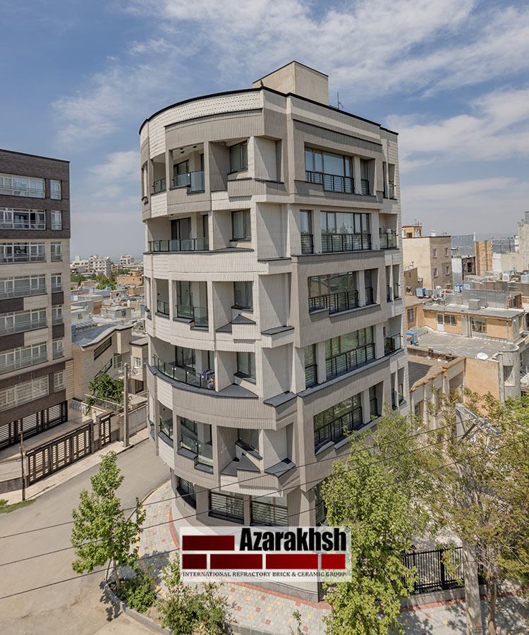 آجر نسوز نما سفید متمایل به طوسی مدرن شیاردار سندبلاست AB22508